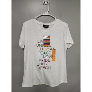 LGBT shirt Feeling Proud Show Your Colors Womens "Loud & Proud" Soft White Sz M